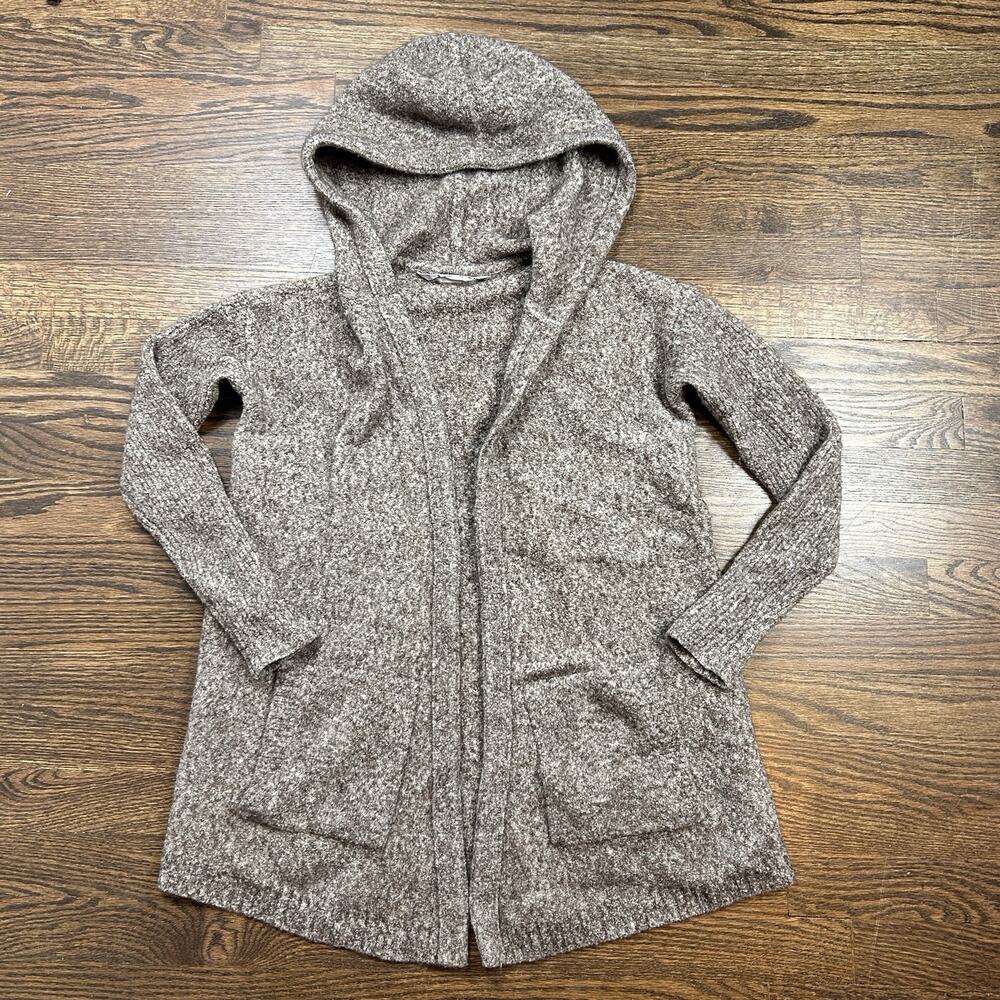 Athleta Mill Valley Sweater Women XS Wool Blend Brown Open Front Cardigan Pocket